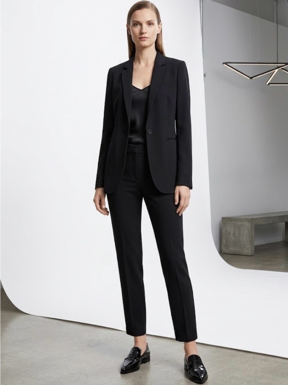 Theory Black Admiral Crepe Laced Blazer Jacket Size M Single Button Workwear